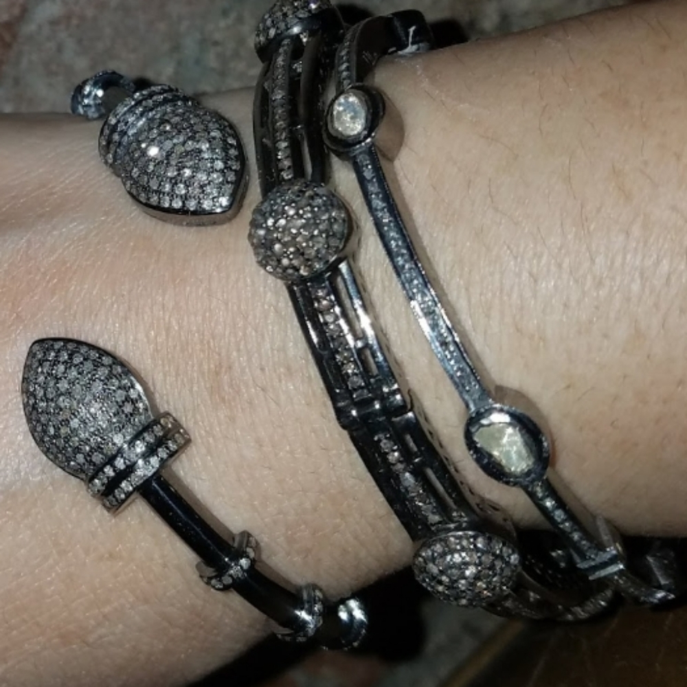 Neiman Marcus bracelet patina sterling sliver genuine diamond 💎arrowheads adjus